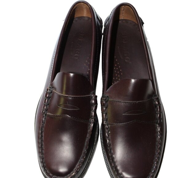 Sebago Other - SEBAGO Moc Toe Rubber Sole Brown Shiny Leather Penny Loafers Size 9 New/Display
